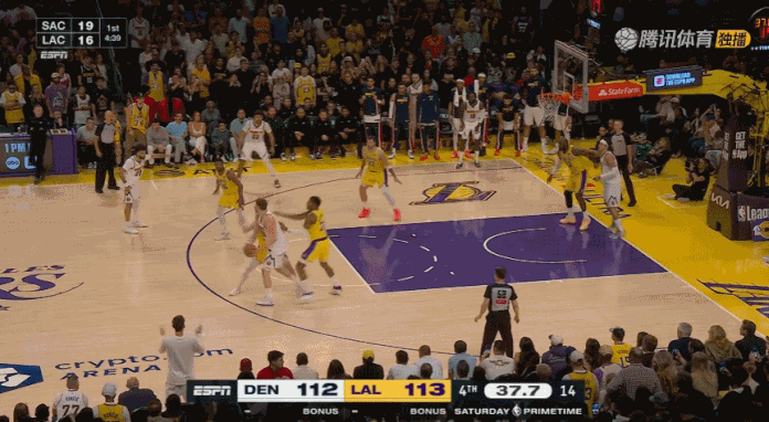 湖人末节绝杀掘金 里夫斯三分绝平东契奇压哨终