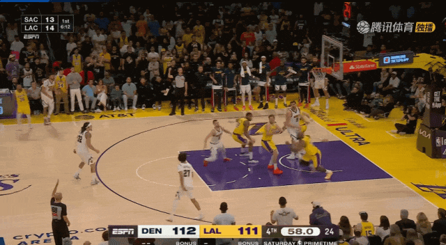 湖人末节绝杀掘金 里夫斯三分绝平东契奇压哨终