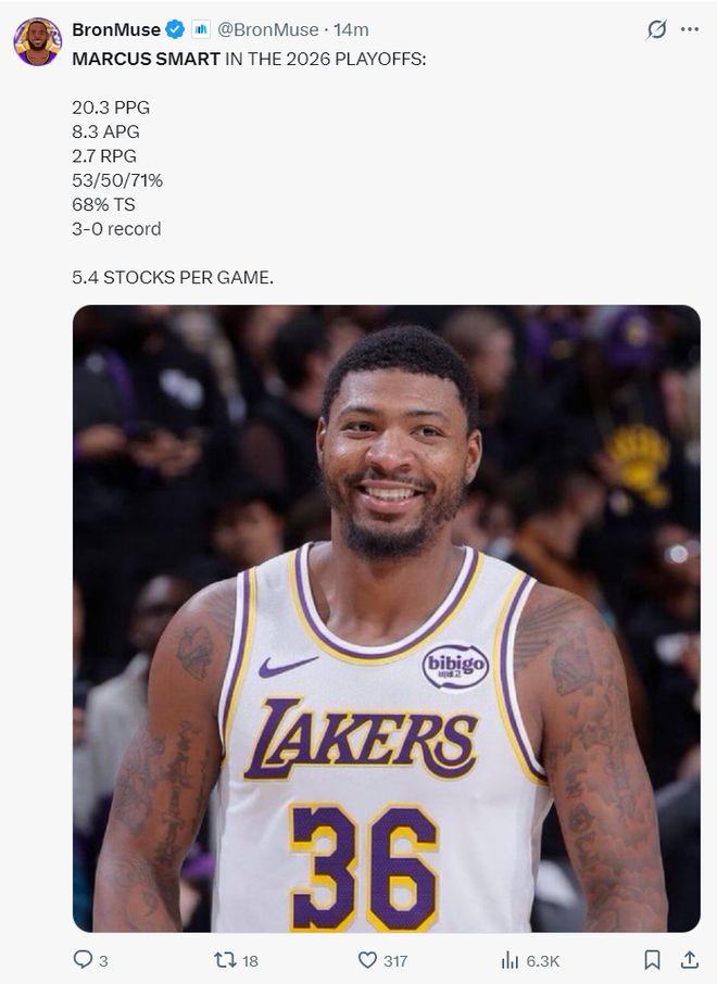 湖人逆转火箭终结系列赛 斯玛特爆发成关键先生